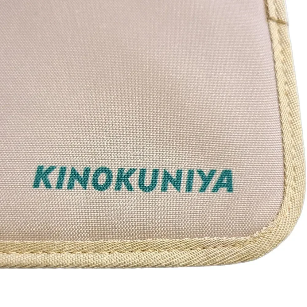 Kinokuniya x Japan NWOT Beige & Green Eco Canvas Zippy Organizer Pouch Case - Picture 8 of 11